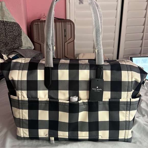NWT KATE SPADE GINGHAM CHELSEA WEEKENDER DUFFEL BAG - Picture 7 of 8